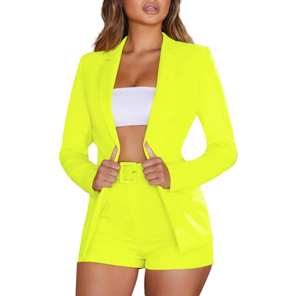 yellow shorts and blazer