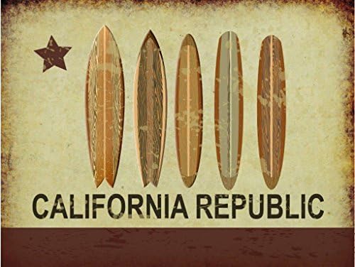 California Republic Surf Metal Sign, Surfboards, California