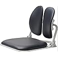【Made in Korea】 Dual-Backrests Ergonomic Floor Chair with Back Support - Meditation Chair, Floor Gaming Chair, Reading Chair, Floor Chairs for Adults, Foldable Chair (Black Leather)