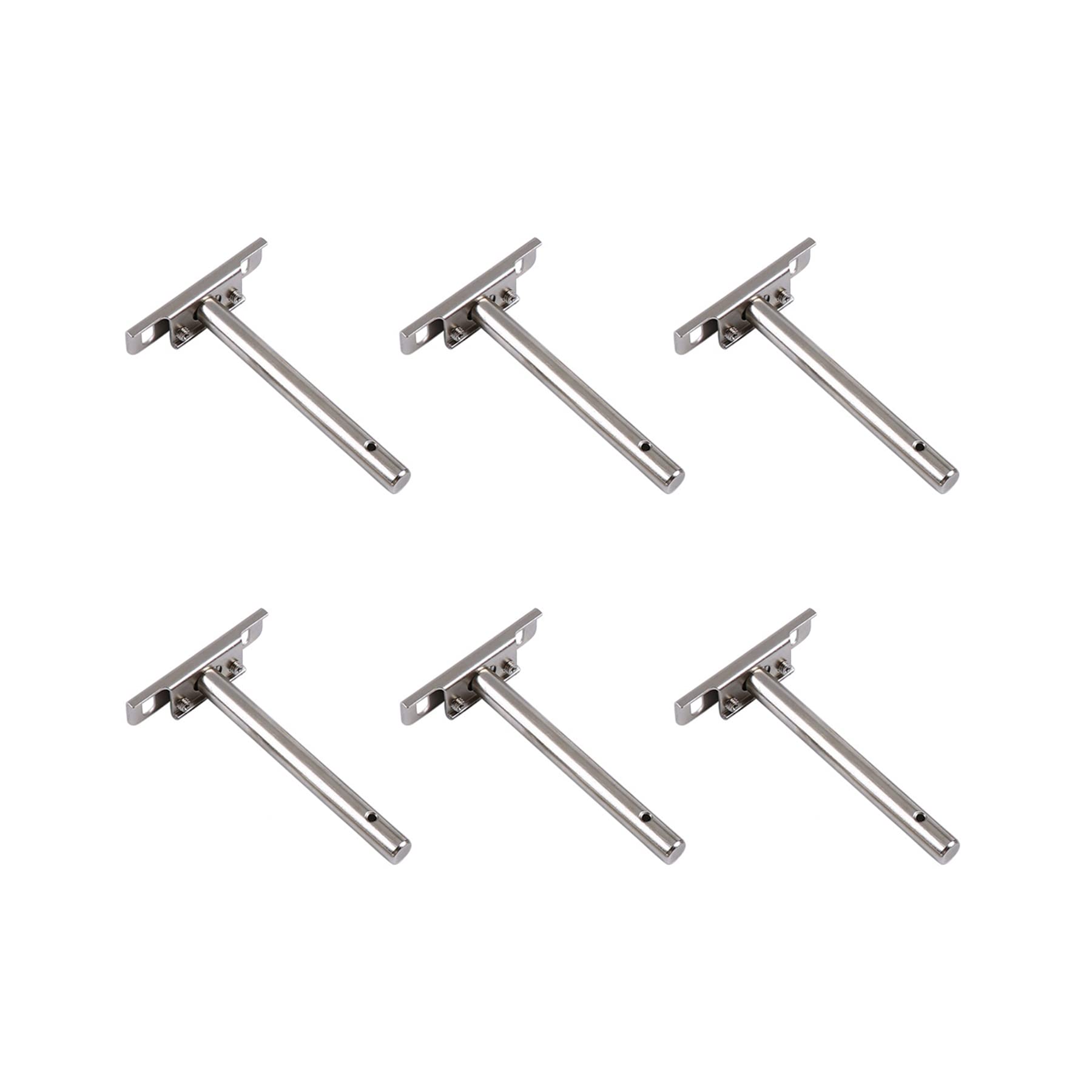 LIKERAINY Heavy Duty Concealed Floating Shelf Support 12x128mm Adjustable Bracket Invisible Wood Shelves T Brackets Wall Mounted Steel Nickel Plated 6 Pieces