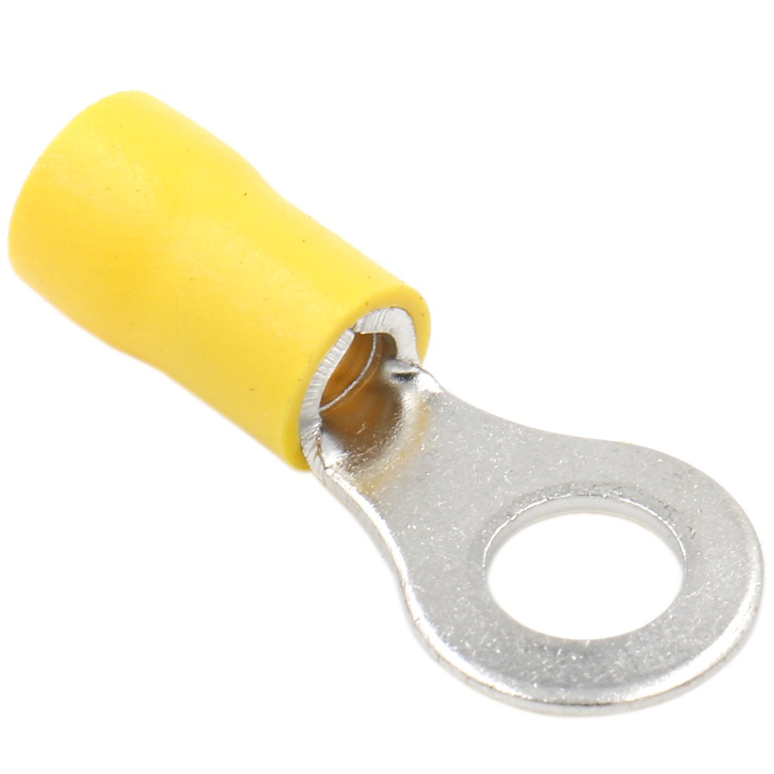 Heschen Ring Terminal Crimp Connectors, Vinyl Insulated Wire Electrical Connector, RV5.5-6, Stud Size 1/4", for 4-6mm² (12-10 AWG), Yellow, 100Pack