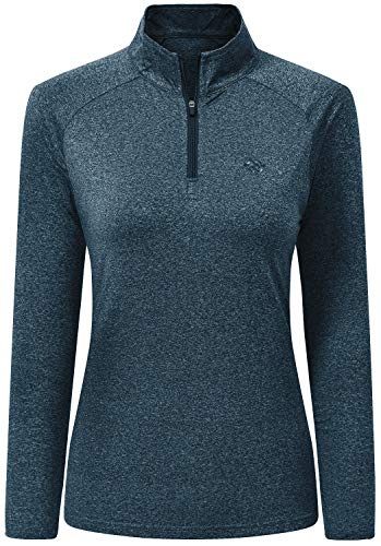 AjezMax Womens 14 Zip Long Sleeve Running Yoga Top Quick Dry Workout Sports Active T Shirts