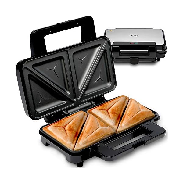 NETTA-Deep-Fill-Toastie-Maker-2-Slice-Sandwich-Toaster-Easy-to-Clean-Extra-Deep-Non-Stick-Plates-Non-Slip-Rubber-Feet-900W-Stainless-Steel-Black NETTA Deep Fill Toastie Maker - 2 Slice Sandwich Toaster - Easy to Clean - Extra Deep Non-Stick Plates - Non-Slip Rubber…
