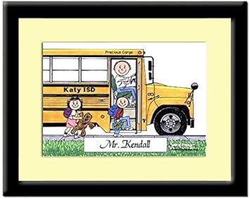 Amazon Com Personalized Friendly Folks Print In Frame School Bus