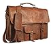 SKH 15-Inch Touch Pocket Leather Messenger Laptop Case Satchel (Brown)