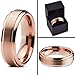Tungsten Wedding Band Ring 6mm for Men Women Comfort Fit 18K Rose Gold Plated Plated Beveled Edge Brushed Polished
