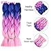 Jumbo Braiding Hair Ombre Color 3Pcs/lot Synthetic Hair Extensions 3 Tone Braiding Hair 100g/pcs Kanekalon Fiber For Twist Braiding Hair (Blue-Purple-Pink)