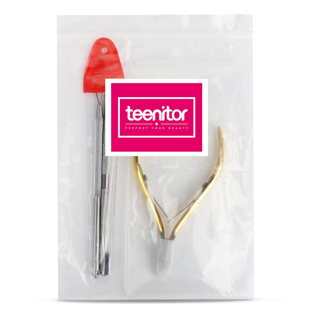 Cuticle Nippers, Cuticle Pusher & Cuticle Peeler, Teenitor Manicure and Pedicure Cuticle Tools with Cuticle Cutter Stainless Steel, Cuticle Pusher and Spoon Nail Cleaner Gel Nail Polish Nail Art Remov: Beauty