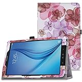 MoKo Samsung Galaxy Tab E 9.6 Case - Slim Folding Cover for Samsung Galaxy Tab E Wi-Fi / Tab E Nook 9.6-Inch Tablet Verizon 4G LTE Version, Floral PURPLE (NOT FIT Tab E 8.0 inch Tablet)