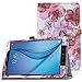 MoKo Samsung Galaxy Tab E 9.6 Case - Slim Folding Cover for Samsung Galaxy Tab E Wi-Fi / Tab E Nook 9.6-Inch Tablet Verizon 4G LTE Version, Floral PURPLE (NOT FIT Tab E 8.0 inch Tablet)