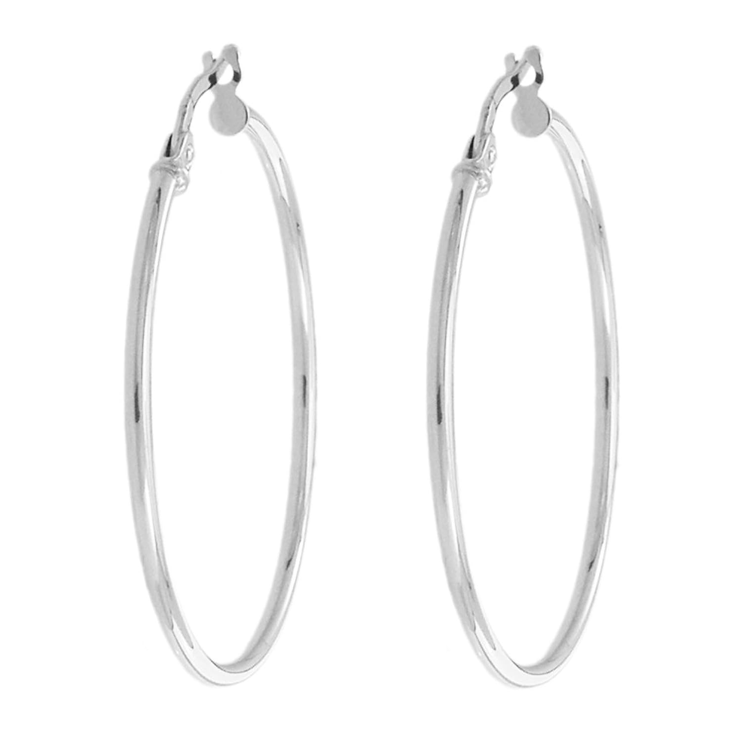 Pendientes de aro oro blanco auténtica – diámetro  cm – mujer
