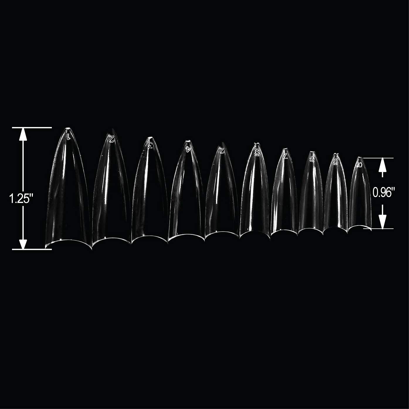 VIVACE Clear Stiletto 500 Acrylic False Fake Gel Nail Tips With Clear Plastic Case 27512 For Nail Salon Nail Shop (Clear Stiletto) - Image 3