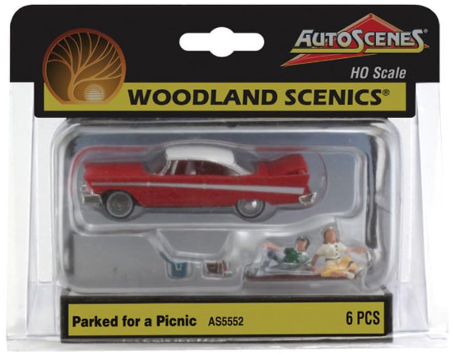 Woodland Scenics AS5552 Car Picnic Outdoor 2 Figures Couple on Picnic Blanket Track HO H0 1:87 Parked for a Picnic