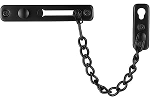 JQK Door Chain Lock Black, Stainless Steel Door Guard with Spring Anti-Theft Press Lock, Matte Black, HDC100-PB