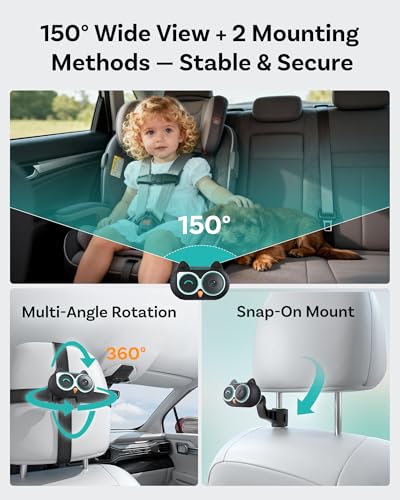 OTTOCAST Cabin Care Baby Car Camera 2026 (for Wired CarPlay Only) | Uses Your Car's Built-In Screen,No Extra Screen Needed,Split Screen for CarPlay and Baby,No-Glow Night Vision,150°Wide Angle