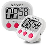 Digiwise 2 Pack Digital Kitchen Cooking Timer, Large LCD Screen with Loud Speaker Magnetic Countdown Clock for Cooking Baking BBQ Fitness Speed Interval, AAA Battery Included