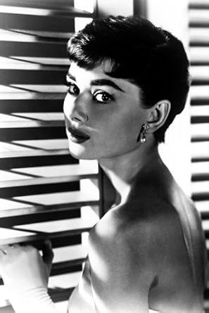 Audrey Hepburn By Blinds Short Hair B W Poster At Amazon S