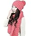 MINAKOLIFE Womens Winter Knitted Scarf and Hat Set Thicken Skullcaps