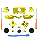 Ekiimy Replacement Chrome Gold Bumpers Full Buttons Set+T8 T6 Screwdriver for Xbox one Elite controller Buttons set xbox one elte controller Full Buttons Set xbox one Elite Controller Full Buttons