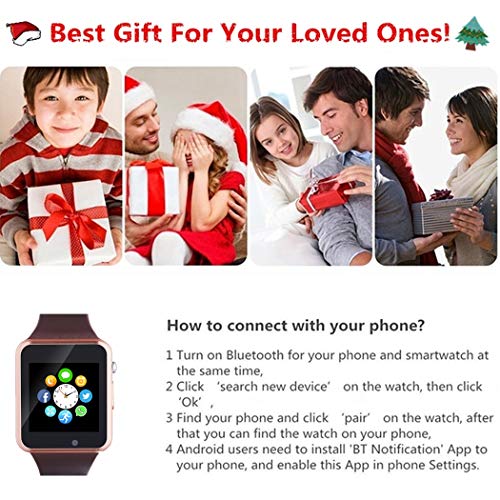Smart Watch, Smartwatch Phone Sport Smart Wrist Watch with SD Card Pedometer Camera Call Text Touch Screen Compatible for Samsung LG Huawei Android and iPhone (Partial Features) for Men Women Teens - Thumbnail 5