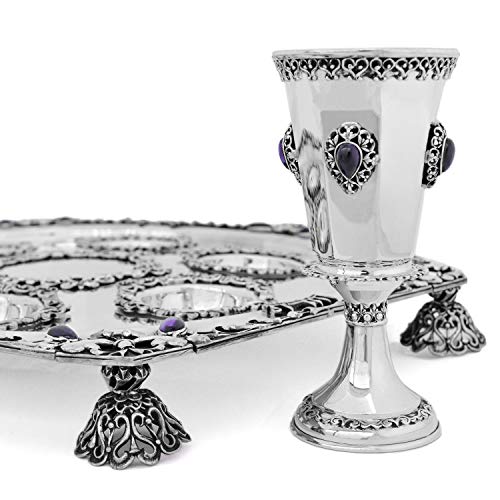 Traditional Vintage Seder Plate 925 Sterling Silver Hexagon shape