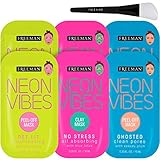 Freeman Neon Mask Collection (Pack of 6) + Bonus Brush Clay Mask Oil Absorbing Clean Pores Peel-off Mask