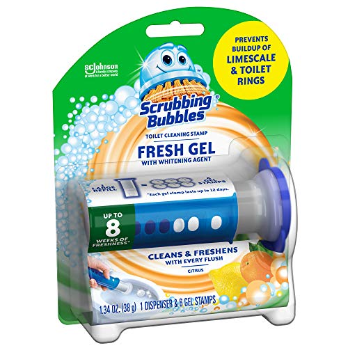 image for Scrubbing Bubbles Fresh Gel Toilet Cleaning Stamp, Citrus, Dispenser w