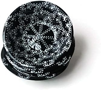 Set of 4 Black and White Ceramic Bowls, prep bowls, tea bag holder, ring holder, small bowl