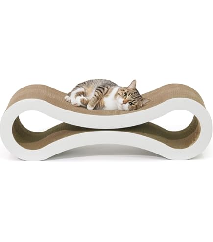 Rini Katzenkratzer Lounge-Bett – 2er-Set Mit Kratzfläche, Spielglöckchen & Katzenminze (schwarz/weiß, 60,3 Cm)