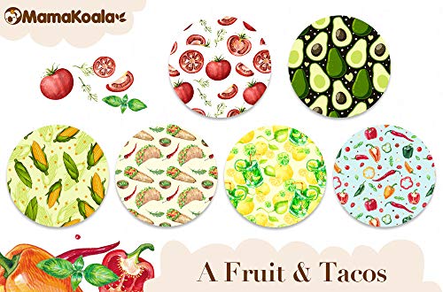 Mama Koala One Size Baby Washable Reusable Pocket Cloth Diapers, 6 Pack with 6 One Size Microfiber Inserts (A Fruit & Tacos)