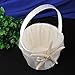 Topwedding Beach Themed Ivory Satin Flower Girl Basket with Sea Star and Seashell