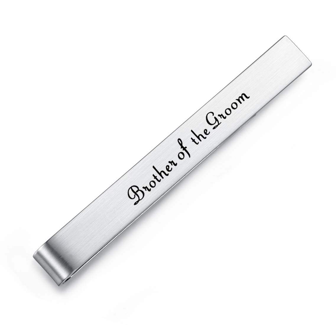 Honey Bear Mens Wedding Marriage Tie Clip Bar - Normal Size Stainless Steel Gift,5.4cm,Brushed SIlver (Brother of the Groom)