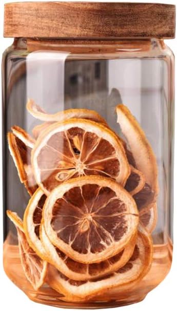 Glass Food Storage Jar 750ml/25oz Clear Glass Canister with Airtight Seal Acacia Wood Lids Kitchen Food Storage Container for Coffee Bean Loose Tea Spice Bottle Sugar Cookies Nuts Snack Candy Jar
