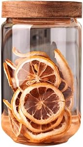 Glass Food Storage Jar 750ml/25oz Clear Glass Canister with Airtight Seal Acacia Wood Lids Kitchen Food Storage Container for Coffee Bean Loose Tea Spice Bottle Sugar Cookies Nuts Snack Candy Jar