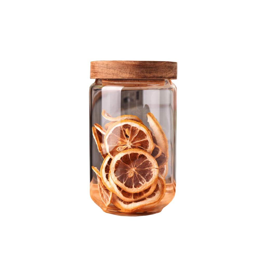 Glass Food Storage Jar 750ml/25oz Clear Glass Canister with Airtight Seal Acacia Wood Lids Kitchen Food Storage Container for Coffee Bean Loose Tea Spice Bottle Sugar Cookies Nuts Snack Candy Jar