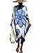 Bsubseach Women's Blue Big Floral Print Kaftan Maxi Dress Summer Swimsuit Beach Cover Up Dress Caftan Robe