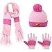Vbiger Knitted Hat Scarf And Gloves Set For Kids (Pink)