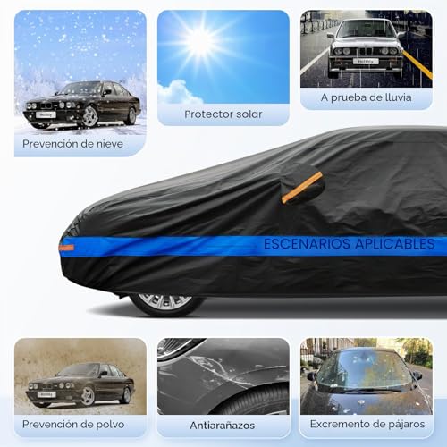 Holthly Waterproof Outdoor Car Cover, 10 Layer Car Cover, Sun and Dust Protector Cover, Car Layer Suitable for Audi A4 A5, BMW 3 Series, Mercedes C-Class, VW Passat, etc. 3XL