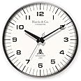 HARRIS & CO. CLOCKMASTERS ( 14 inch Premium Luxury Metal Wall Clock with Glass and Silent Sweep Noiseless Technology, Gun Gray Metal Frame Model Name - Park Lane