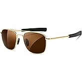 SUNGAIT Premium Military Style Aviator Sunglasses Men Women’s Classic Square Pilot Shades w. Spring Hinge HD Lens