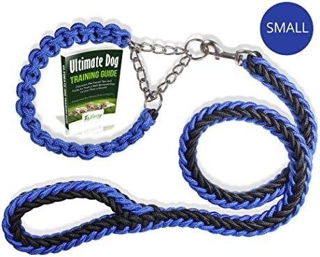 Olivery Heavy Duty Dog Martingale Braided Collar with Solid Hand Crafted Rope Leash & Training eBook