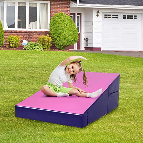 GYMAX Incline Gymnastics Mat, Wedge Shape Gymnastics Incline Mat Non