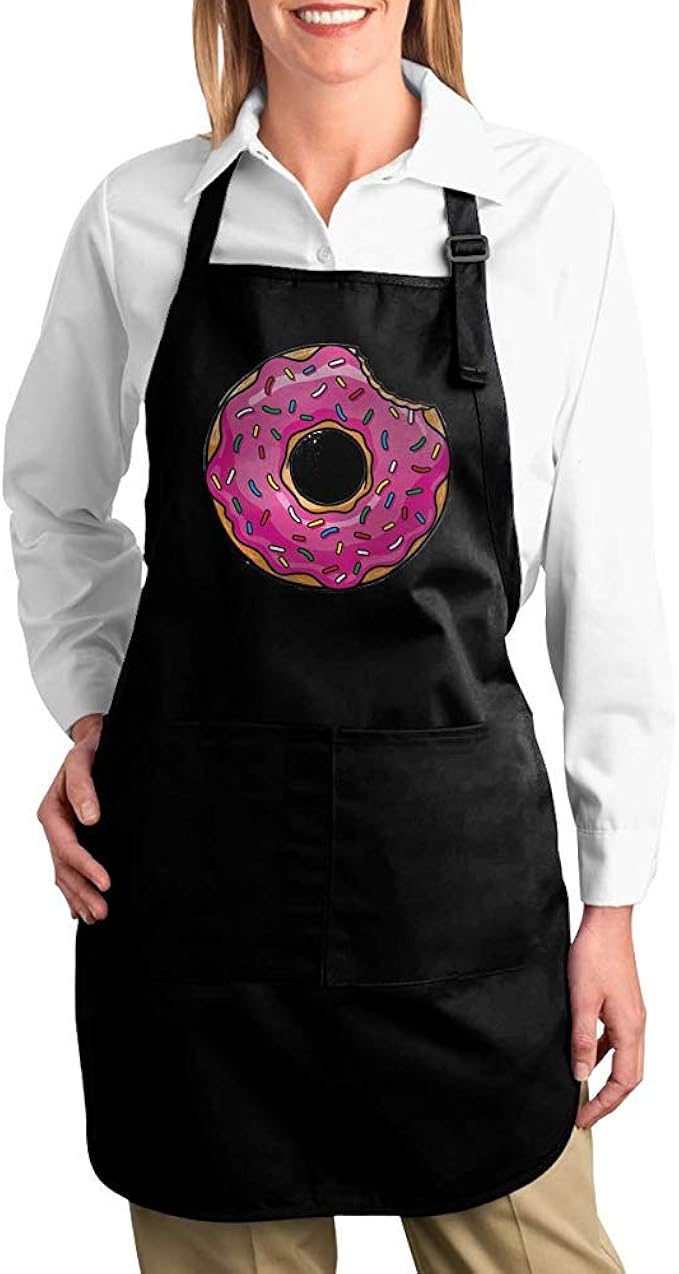 Apron Colorful Donuts Pattern Adjustable Bib Apron with Pockets for