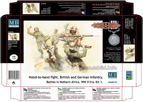 Master Box Hand to Hand Combat British and German Infantry N. Africa WWII (5) Figure Model Building Kits (1:35 Scale)
