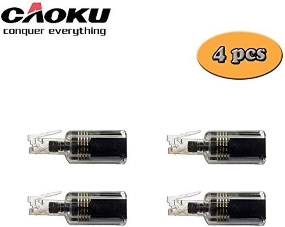cAoku Telephone Cord Detangler Header 360 Degree Landline Swivel Cord Anti-Tangle Blackwhite Telephone Accessory (4pcs, Black)