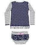 RuffleButts Little Girls Navy Striped Polka Long Sleeve Rash Guard Bikini