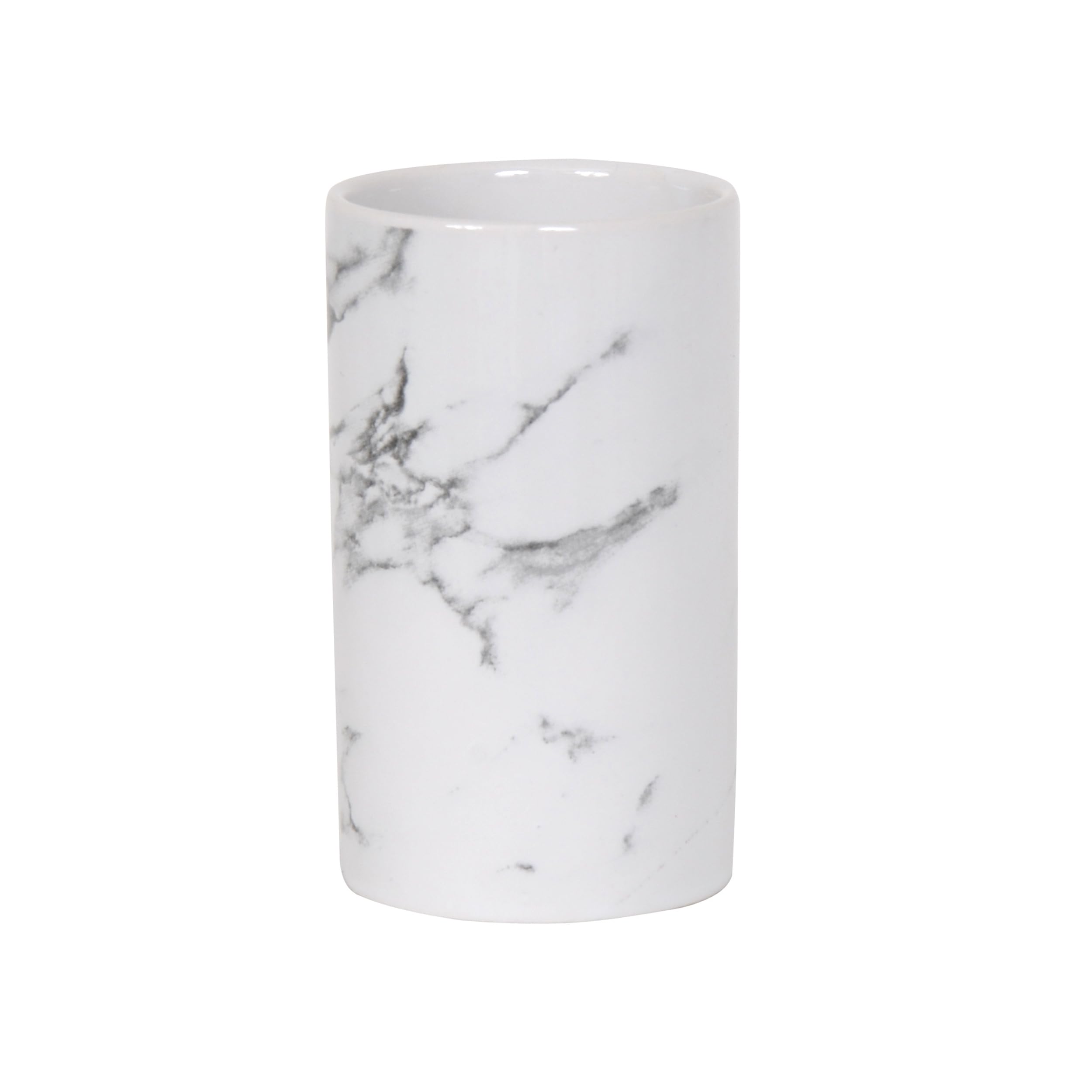 MSV Decorative Bathroom Tumbler, White, 10.5 x 6.3 x 6.3 cm