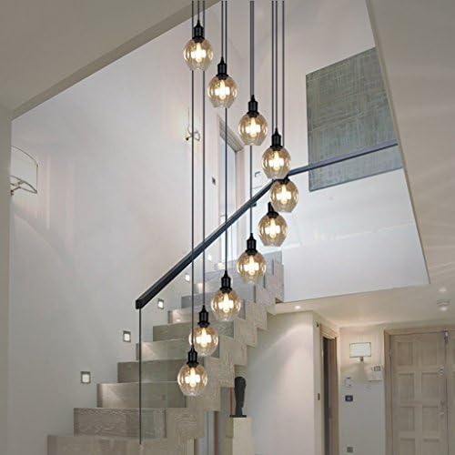 GBYZHMH Chandeliers of glass staircase retro lounge creative double staircase chandelier lamp long (Size: 50 * 200 cm)