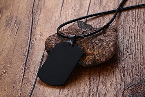 MPRAINBOW Men's Stainless Steel Medical Alert Epilepsy Dog Tag Pendant Necklace Black - Thumbnail 3