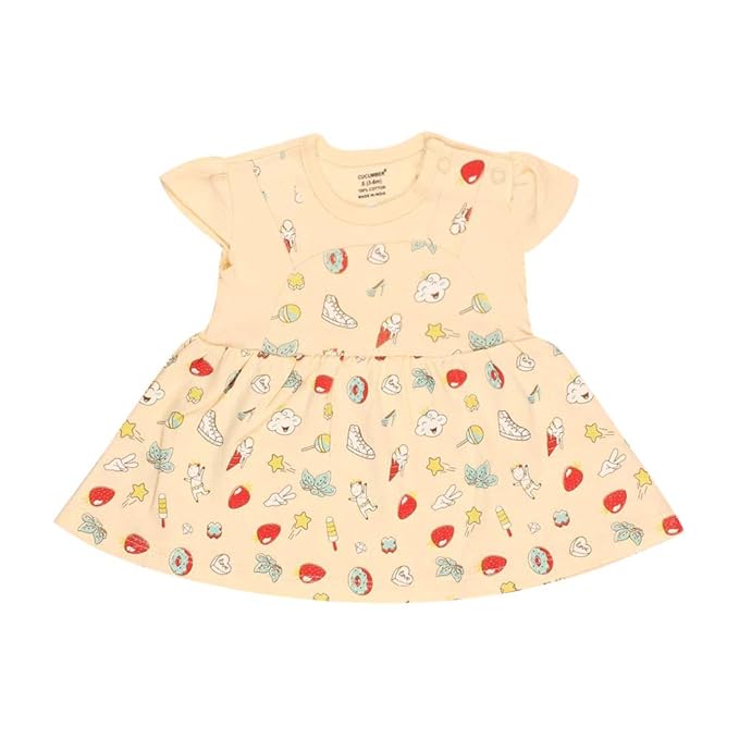 Buy Hopscotch Cucumber Baby Girls Cotton Fruit Print Sleeveless Dress